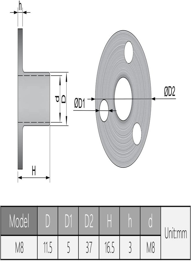Yinpecly 3-Hole Tee Nut Carbon Steel T-Nuts Flange Insert Female Thread M8 x37x3mm for Furniture Legs Installation, Color Zinc 5Pcs - Image 5